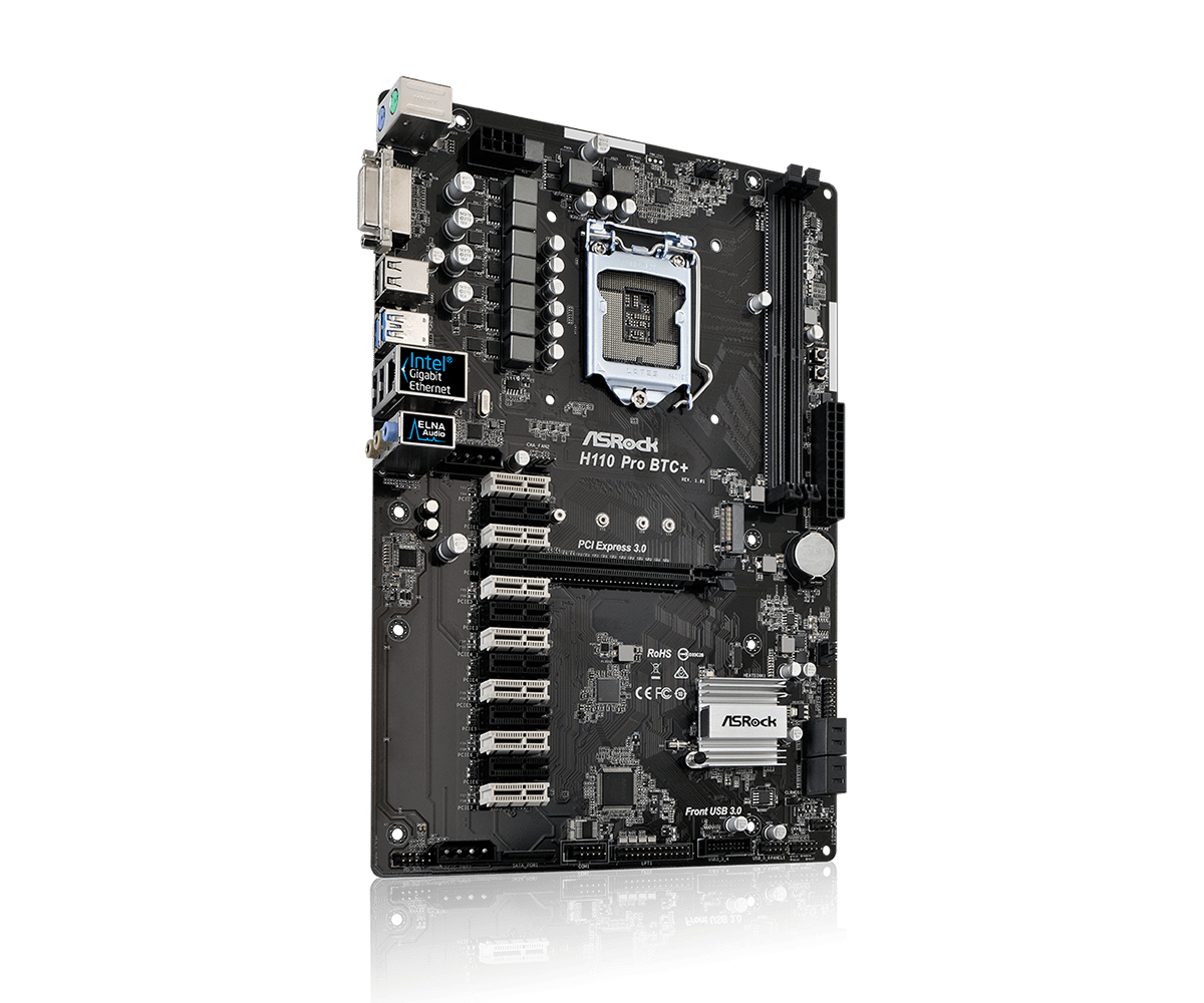 Материнская плата ASRock H110 Pro BTC+ (S1151, INTEL H110, ATX) (H110 Pro BTC+) б/у